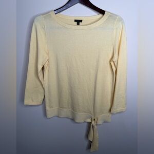 Talbots Women’s Butter Yellow 3/4 Sleeve Side Tie. Size Small. 100% Cotton Y2K